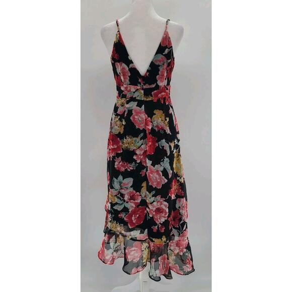 Y2K Babydoll Fairygoth Maxi Dress Small Plunge Sheer Floral Asymmetrical Lace - Picture 3 of 14